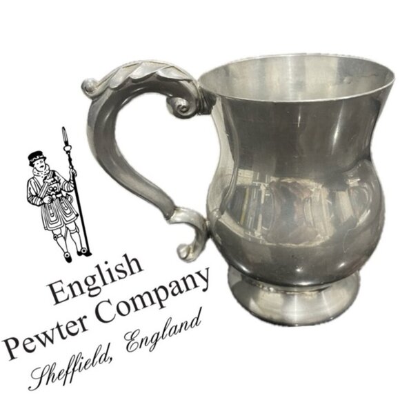VINTAGE ENGLISH PEWTER MUG MADE IN ENGLAND - Picture 1 of 15